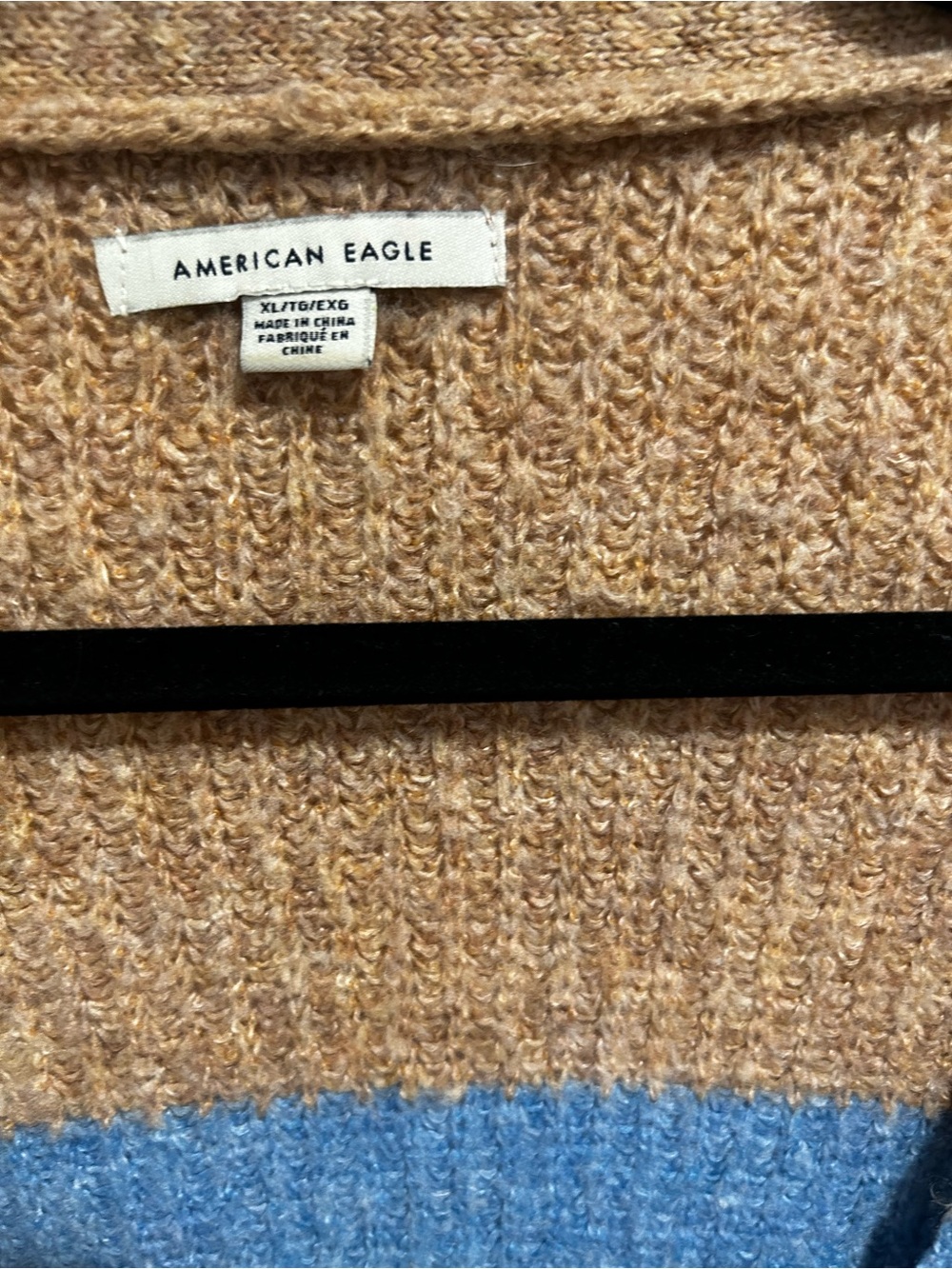 America Eagle  cozy Multi Stripe Button-Front Cardigan Sweater - Neutral & BlueX - Picture 5 of 7